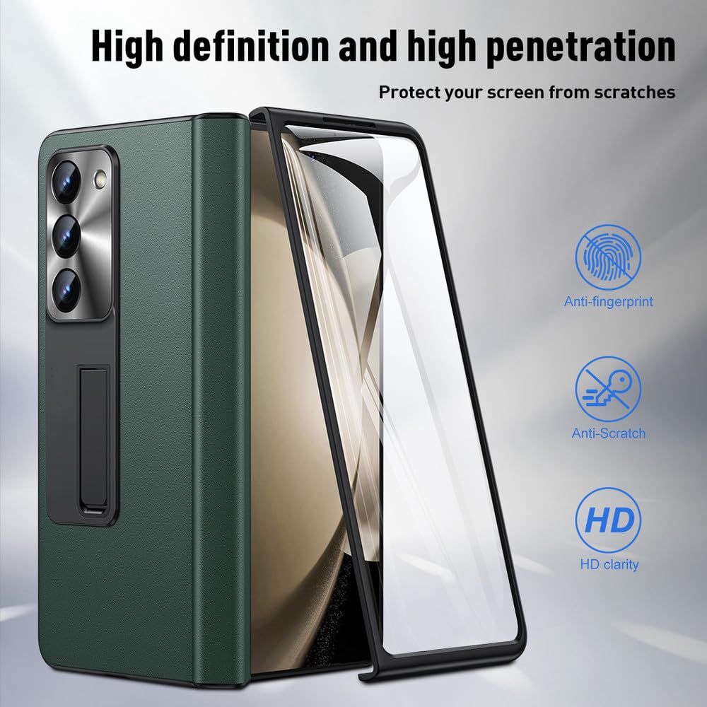 Funda de Cuero para Samsung Galaxy Z Fold 5 Protección de Bisagra magnética para Funda de teléfono Z Fold 4 con Protector de Pantalla, Azul, para Samsung Z Fold 4