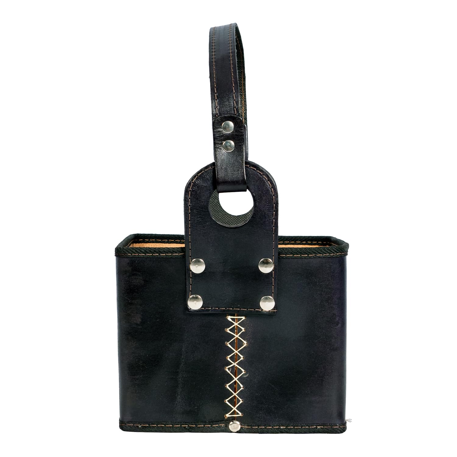 Porta Termo Cuadrado Mate Yerba Azucar Cartera Bolso Matero Picnic Eco Cuero (negro)