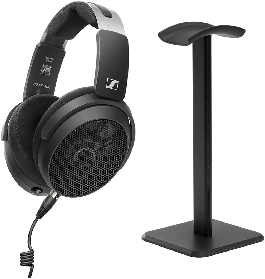 Paquete de auriculares de estudio de referencia HD 490 PRO con respaldo abierto y soporte para auriculares de escritorio Turnstile Audio