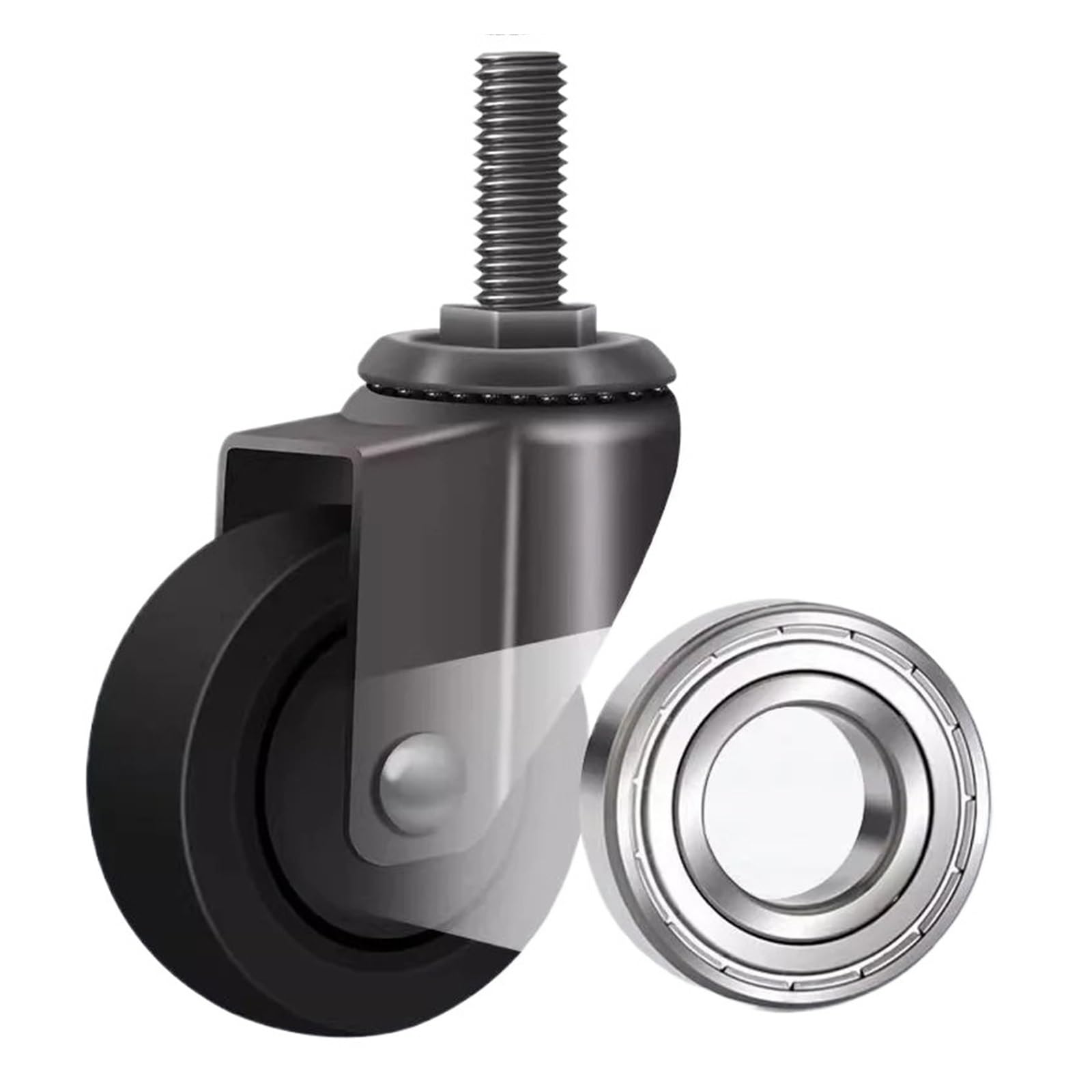 4PCS roulettes pivotantes avec frein, tige filetée 1.25inch M6/M8