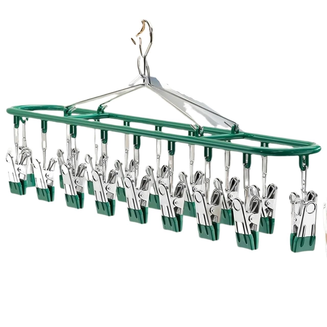 Stendino per Calzini Stendibiancheria in acciaio inox | Appendiabiti pieghevole con 18 clip Salvaspazio for armadio, organizer for calzini, reggiseni, asciugamani(Pink)