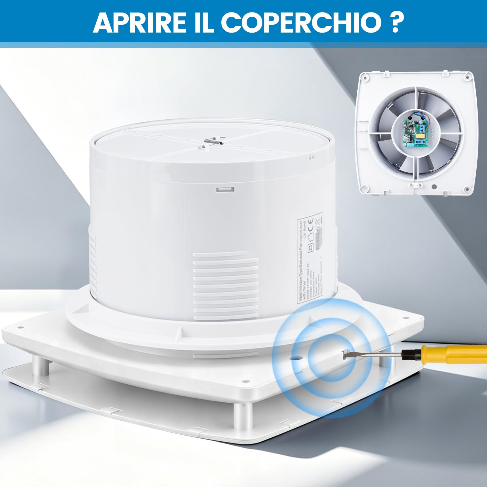 XIIW Aspiratore Bagno 100mm Ventola Aspirazione Bagno con Timer Regolabile Silenzioso 34dB, 95 m³/h, 12W | Estrattore d'Aria con Clapet Antiritorno e IPX4, Ventilatore Per WC, Cucina - Bianco