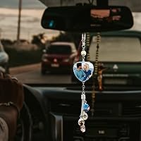 Vista 7 de Accesorios de coche colgantes de cristal con foto personalizada para mujeres y hombres, imágenes personalizadas para espejo retrovisor