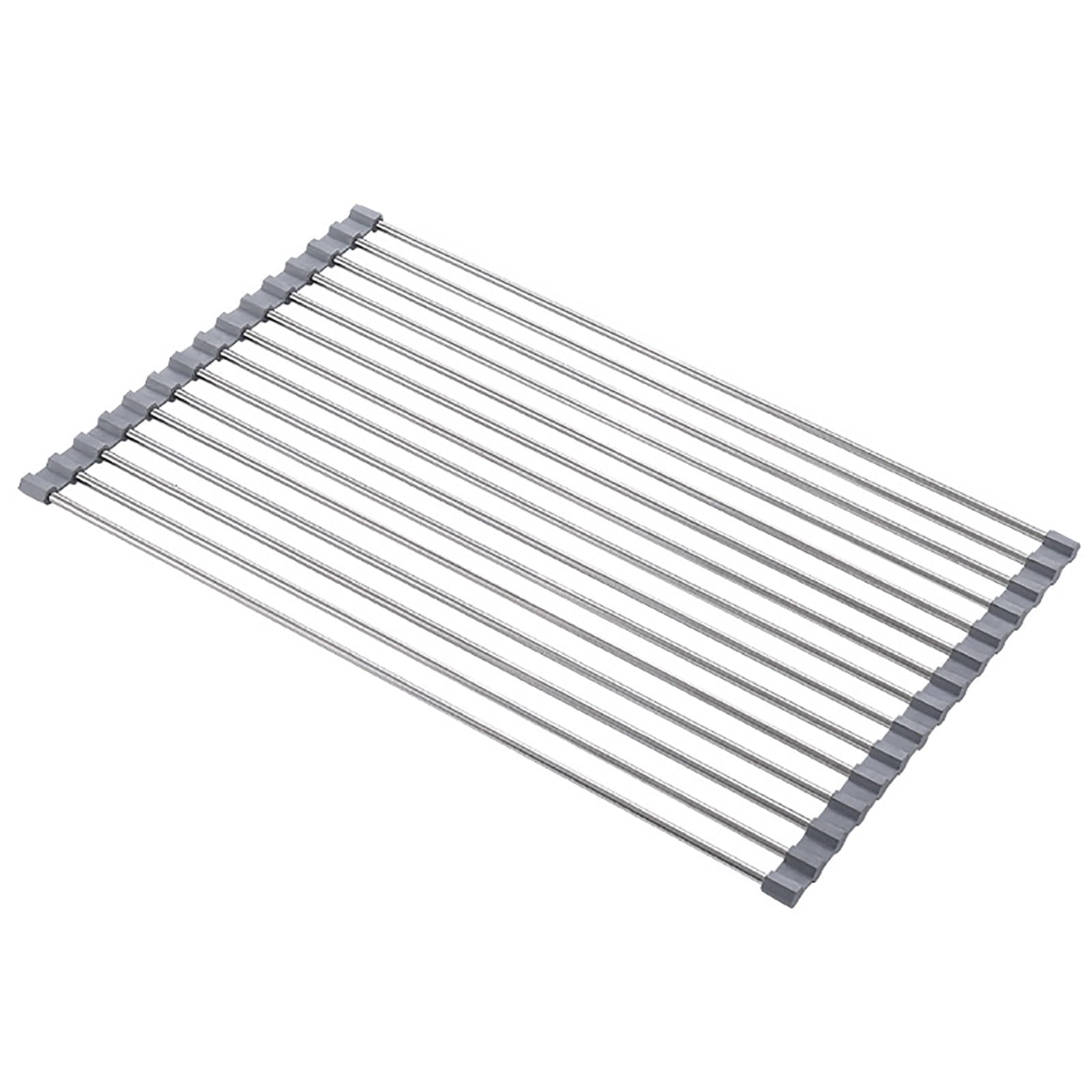 Folding 1 Second Storage Drying Rack, Over Sink, Stainless Steel, Silicone, Anti-Slip, Antibacterial, Space Saving, Drying Dishes, Plates, Cookware, Kitchen Storage (18.5 x 11.8 inches (47 x 30 cm) 47*30cm
