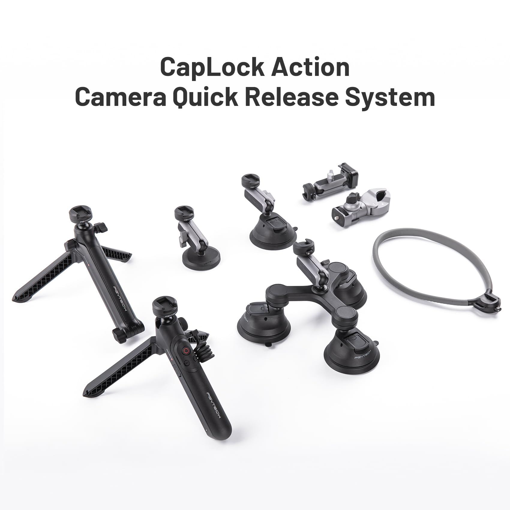 PGYTECH CapLock MantisPod Power, Batteriegriffhalterung für Insta360 Ace Pro 2/X3 Laden Selfie Vlog Anhang Stativ Einbeinstativ mit Action Kamera und 1/4" Adapter, 5000mAh Stromstick für Telefon