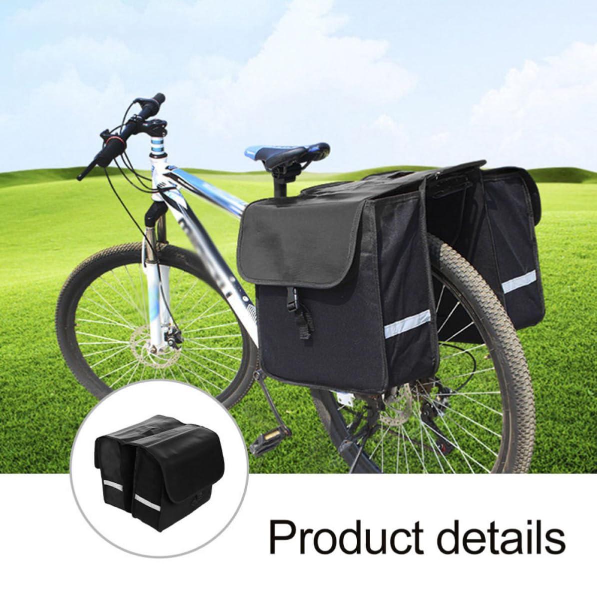Borsa Pannier per Bicicletta, Nero, Grande Scomparto | Visibilità Notturna, Pvc Mesh Stampata e Tessuto Non Tessuto 600d, per Portapacchi Posteriore Adulto
