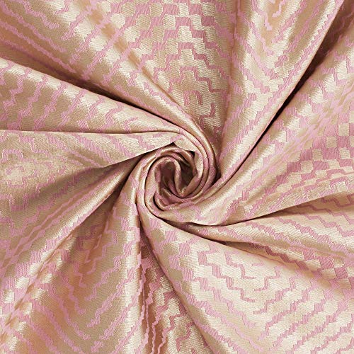 Image of Story@Home Bloom Collection Jacquard Lavish and Modern Rich Geometric Print 2 Piece Eyelet Ring top Window Curtain for Bedroom and Hall - 5 Feet, Baby Pink