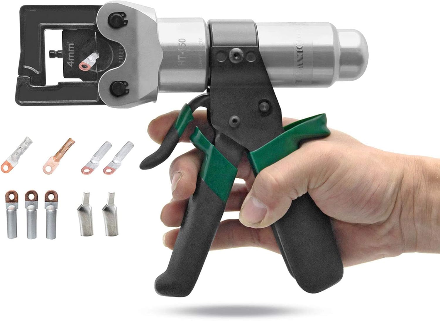 Manual Hydraulic Crimping Tool Hydraulic Cable Lug Crimper with 180° Head Rotation and Safety Valve Hydraulic Wire Crimper for Terminating 4-120mm² Copper Lugs & 4-150mm² Aluminium Lugs