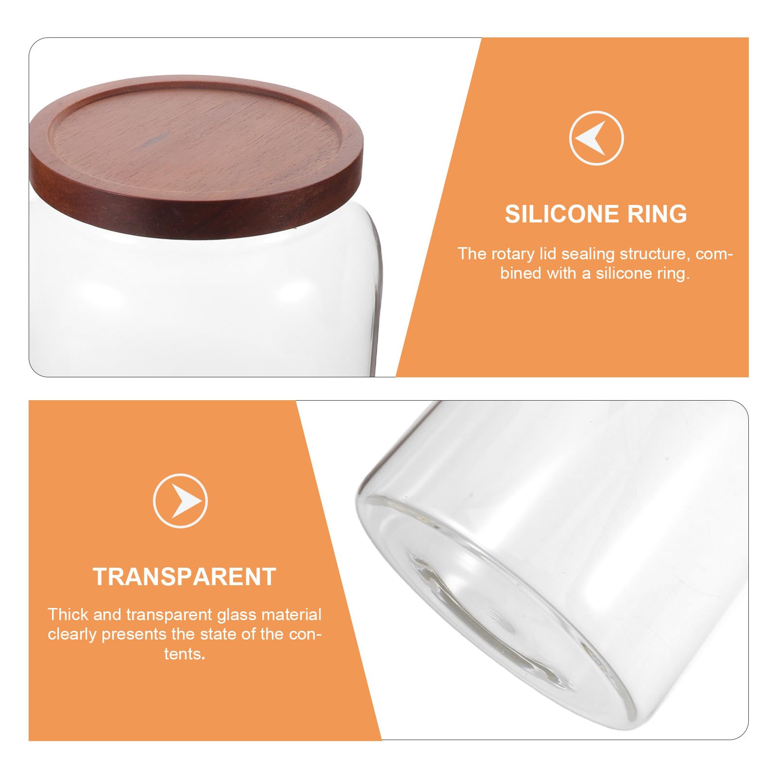2 barattoli in vetro trasparente extra-large con coperchio in legno, 4000 ml/1, ermetici, ideali per conservare alimenti secchi, farina, zucchero, caffè, tè e biscotti.