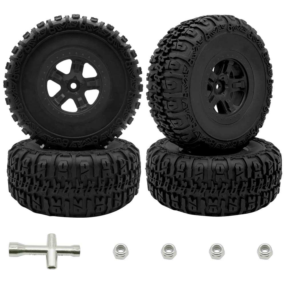 OGRC RC Truck Tires and Wheels 12mm Hex RC Tires and Rims with Foam Inserts for Traxxas Slash Axial Redcat Rc4wd 1/10 RC Monster Truck ?Buggy(Black)