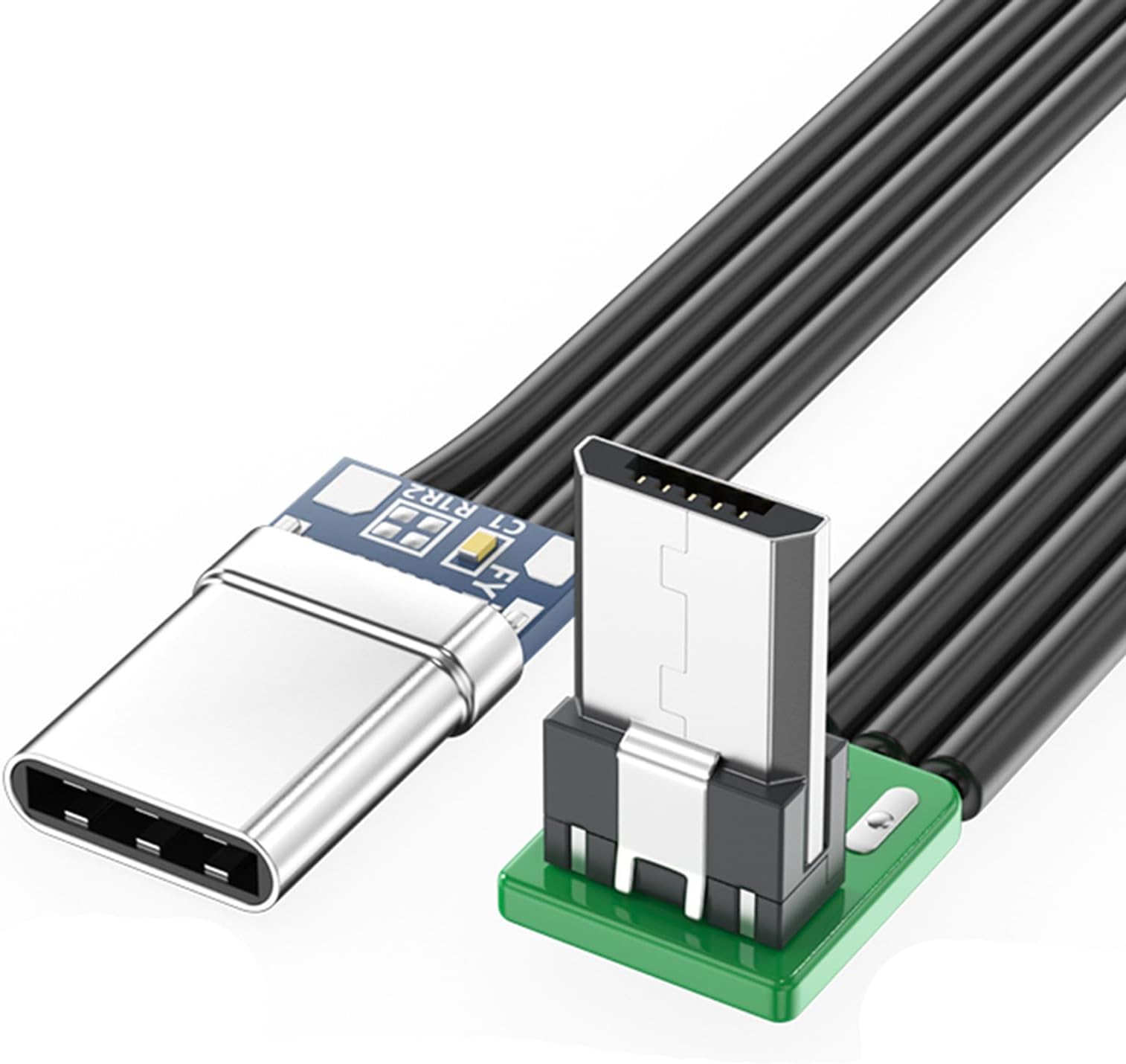 Short FFC USBC Flat Thin Ribbon FPC Cable USB TypeC 90 Degree To MicroUSB For Data And Charging