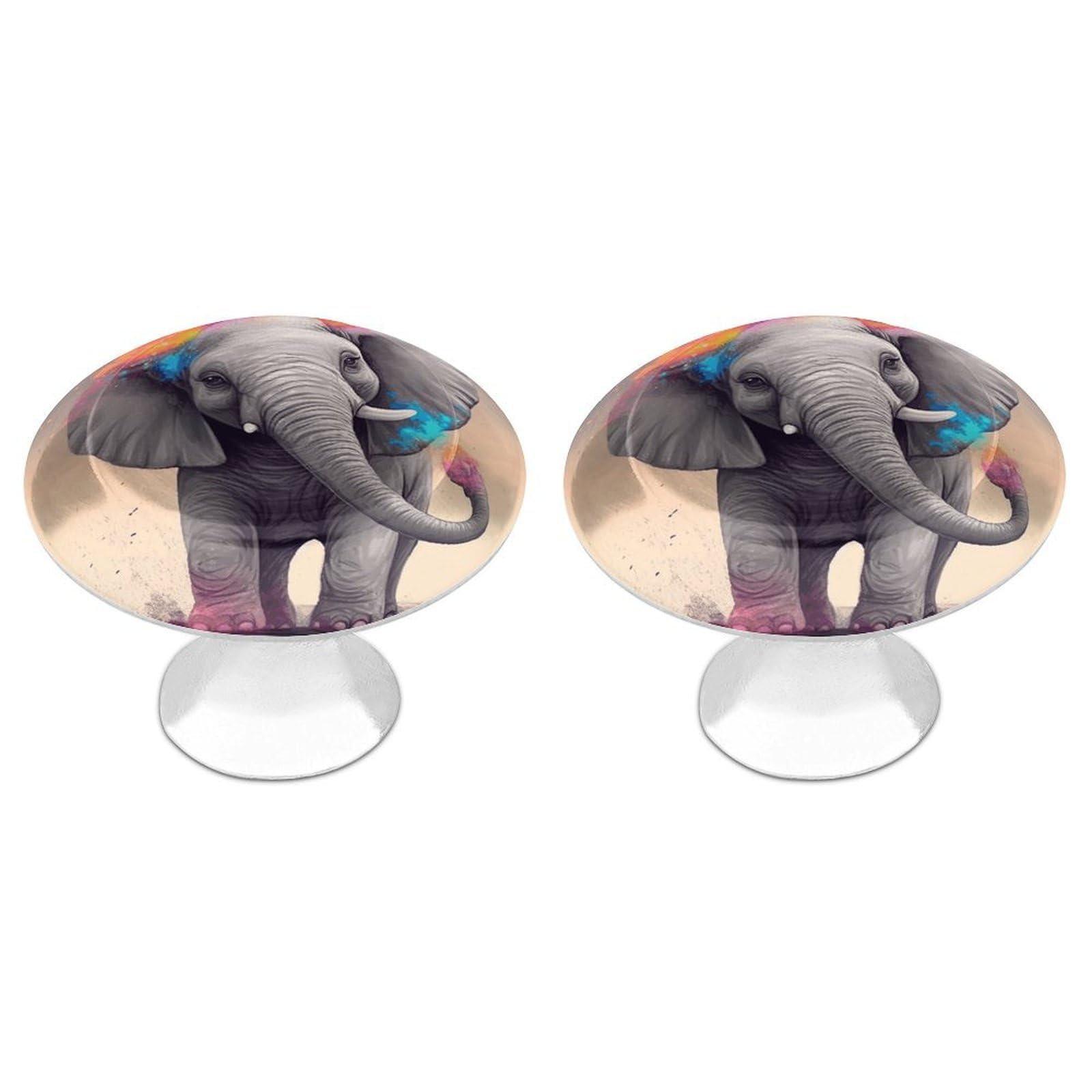 FekiLoot Animal Cartoon Elephant Cabinet Knobs Personality Stainless Steel Round Drawer Handles Circle Modern Cabinet Handles Drawer Knobs for Kitchen Dresser Bathroom Cupboard Furniture