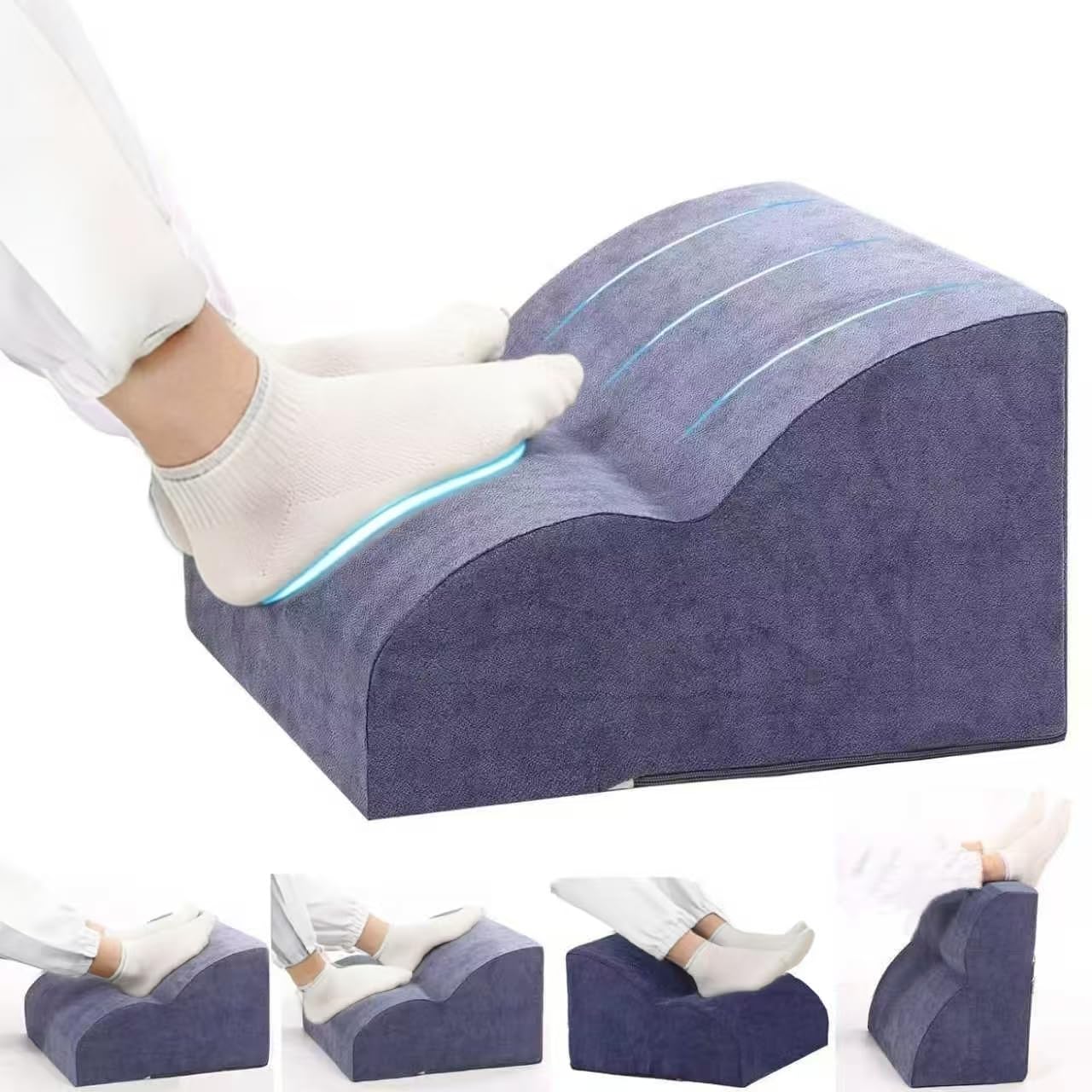 Fußstütze für unter dem Schreibtisch, 3-stöckiger Fußhocker mit waschbarem Bezug, ideal für Reisen, Gaming und Büro-Schreibtischzubehör, um Rücken- und Knieschmerzen zu lindern