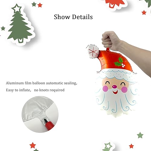Miniatura 4 de 5 globos de Papá Noel, globos de papel de aluminio de Papá Noel para suministros de fiesta de Navidad, decoración de fiesta de cumpleaños