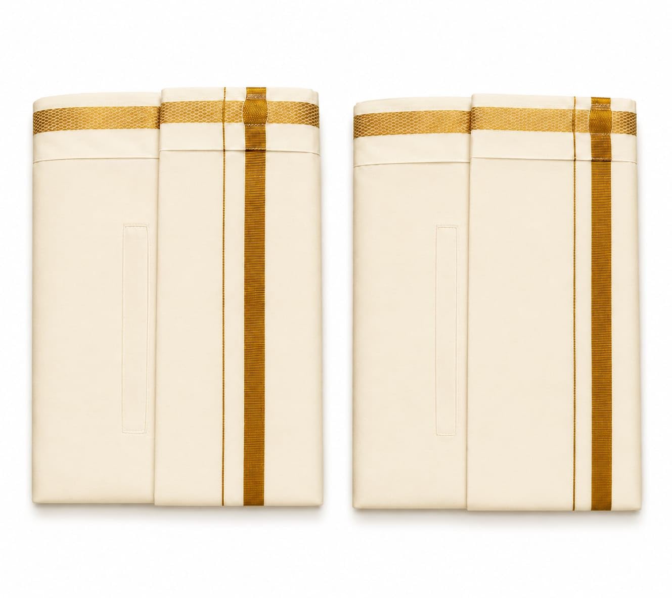 | Men's Welcro Single Dhoti 2 Meters Cream Colour 3/4 inch Golden Jari.-picture-31
