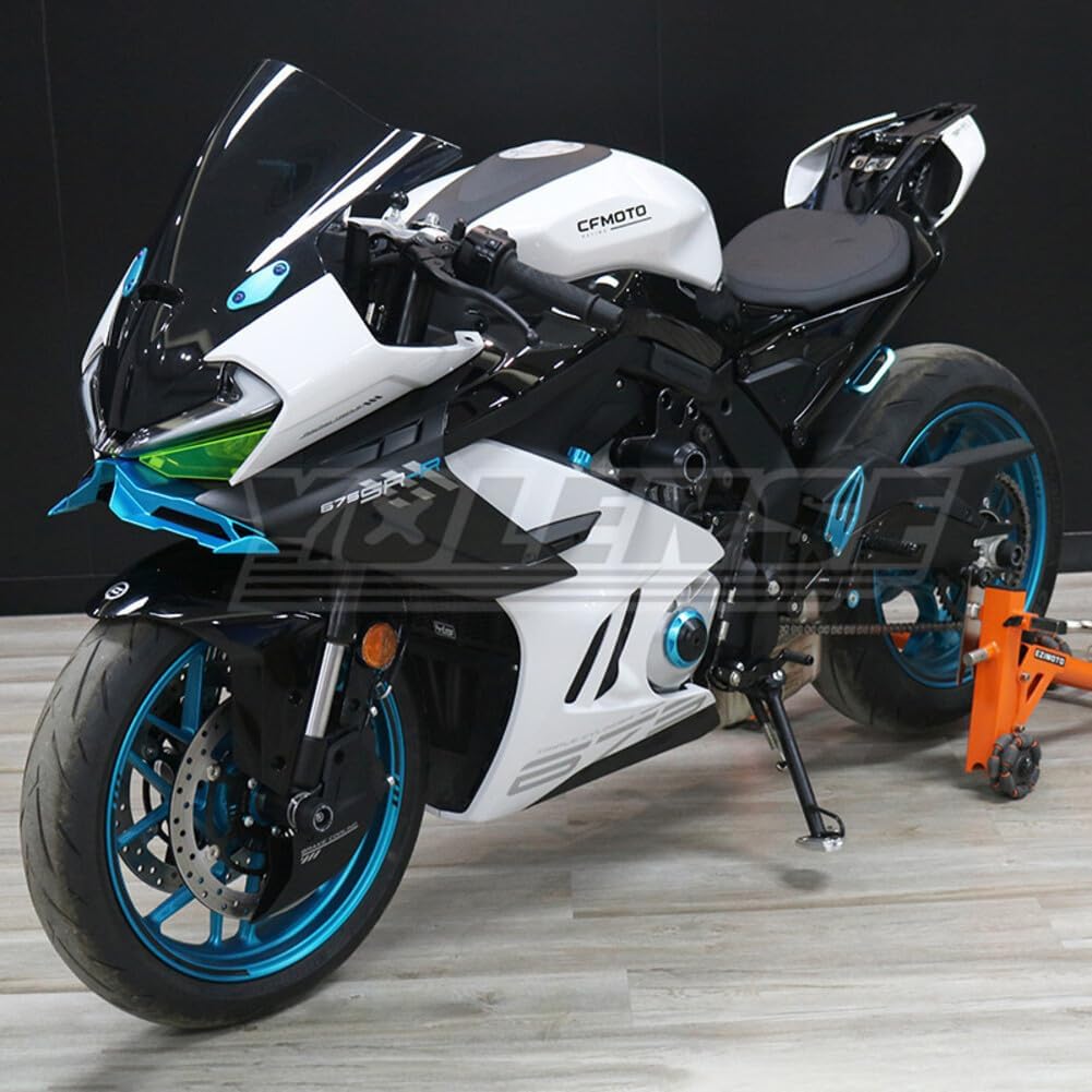 ALmart Motorcycle Aerodynamic Winglets, Modified Front Beak Wing, Fairing Extension, Fit for CFMOTO 675SR-R 675SS (Azure)