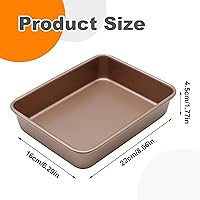 Vista 2 de UOIENRT Paquete de 2 bandejas para hornear de 9 x 7 pulgadas, bandeja antiadherente para hornear, bandeja rectangular para galletas, brownie, molde