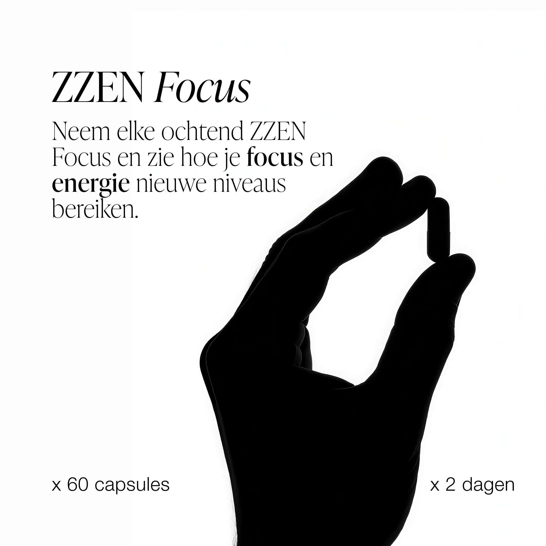 ZZEN FOCUS - Nootropic & Brain Komplex für Gedächtnis, Konzentration & Energie | 60 Kapseln mit Koffein, L-Theanine, Bacopa Monnieri, Ginkgo Biloba, Rhodiola, Ginseng & Vitamin B6, B9, B12