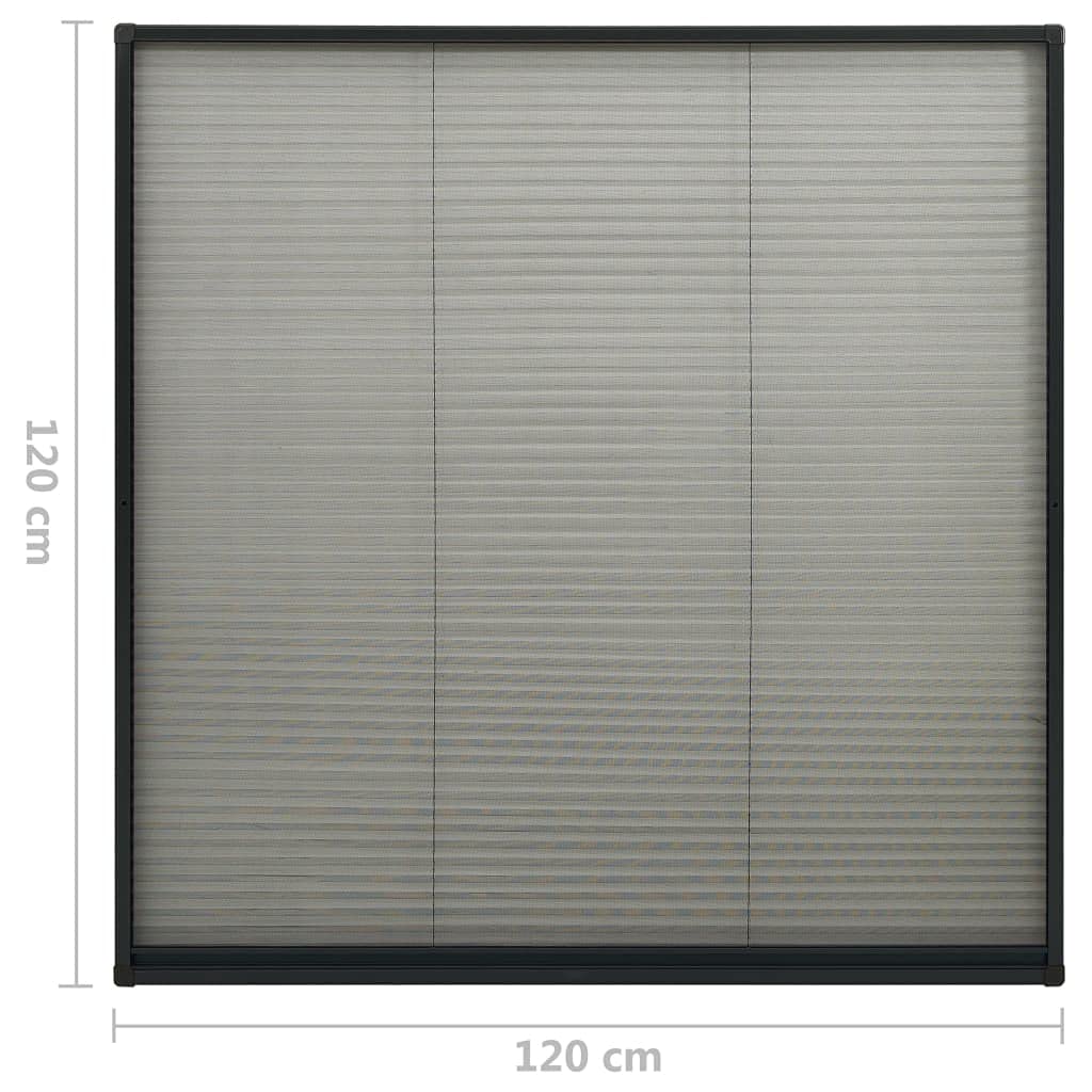 Insektenschutz-Plissee für Dachfenster, Alu Anthrazit 120x120 cm, hält Fliegen und Mücken fern, lässt frische Luft durch das Gewebe, einfache Montage