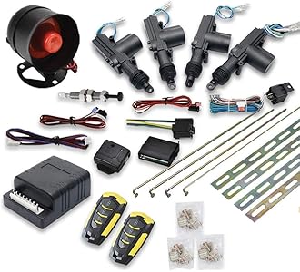 SUNWAN Car Remote Central Locking Kit 4 Doors Keyless Entry System + Anti-Theft Alarm Immobiliser System with Shock Sensor Universal Fits for All Ca-Type-1