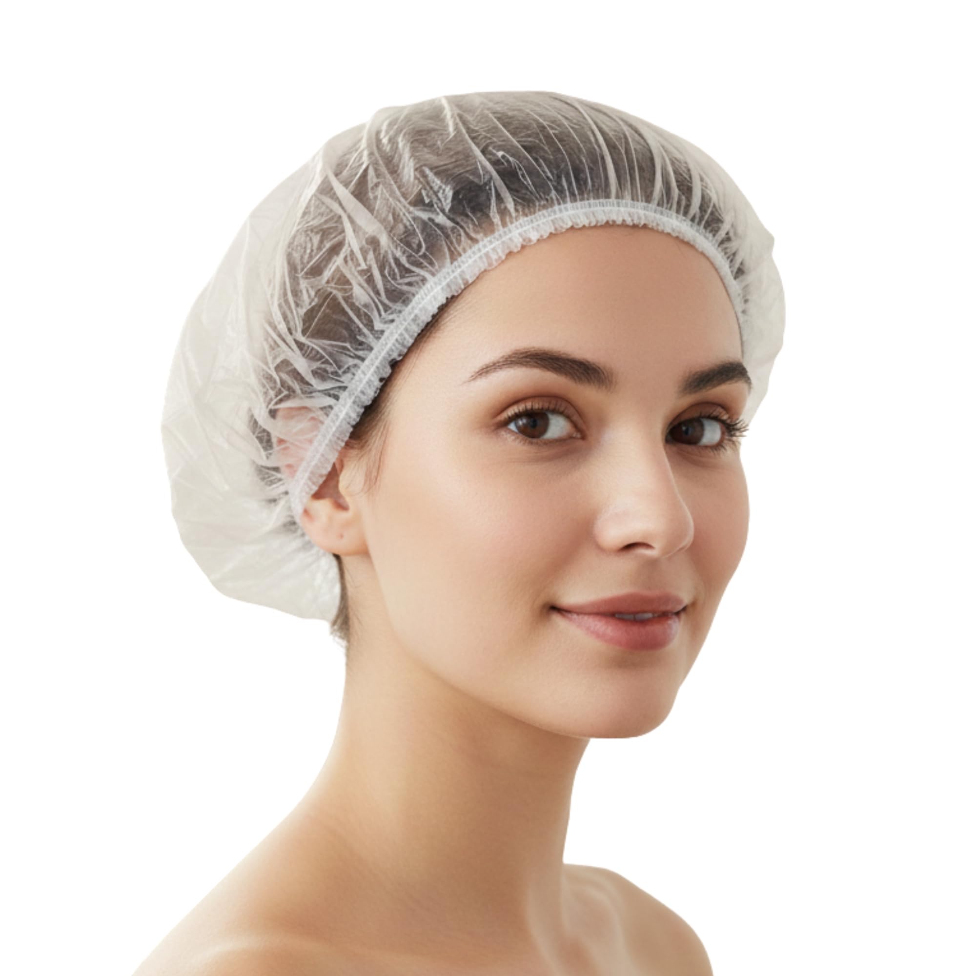 Disposable Shower Cap, 18 Inch Large Waterproof Plastic Hair Cap with Elastic Band, Free Size Unisex for Women & Men, Hotel, Spa, Salon, Home & Travel Use (Transparent Standard Size, 50.0, count)-image-22