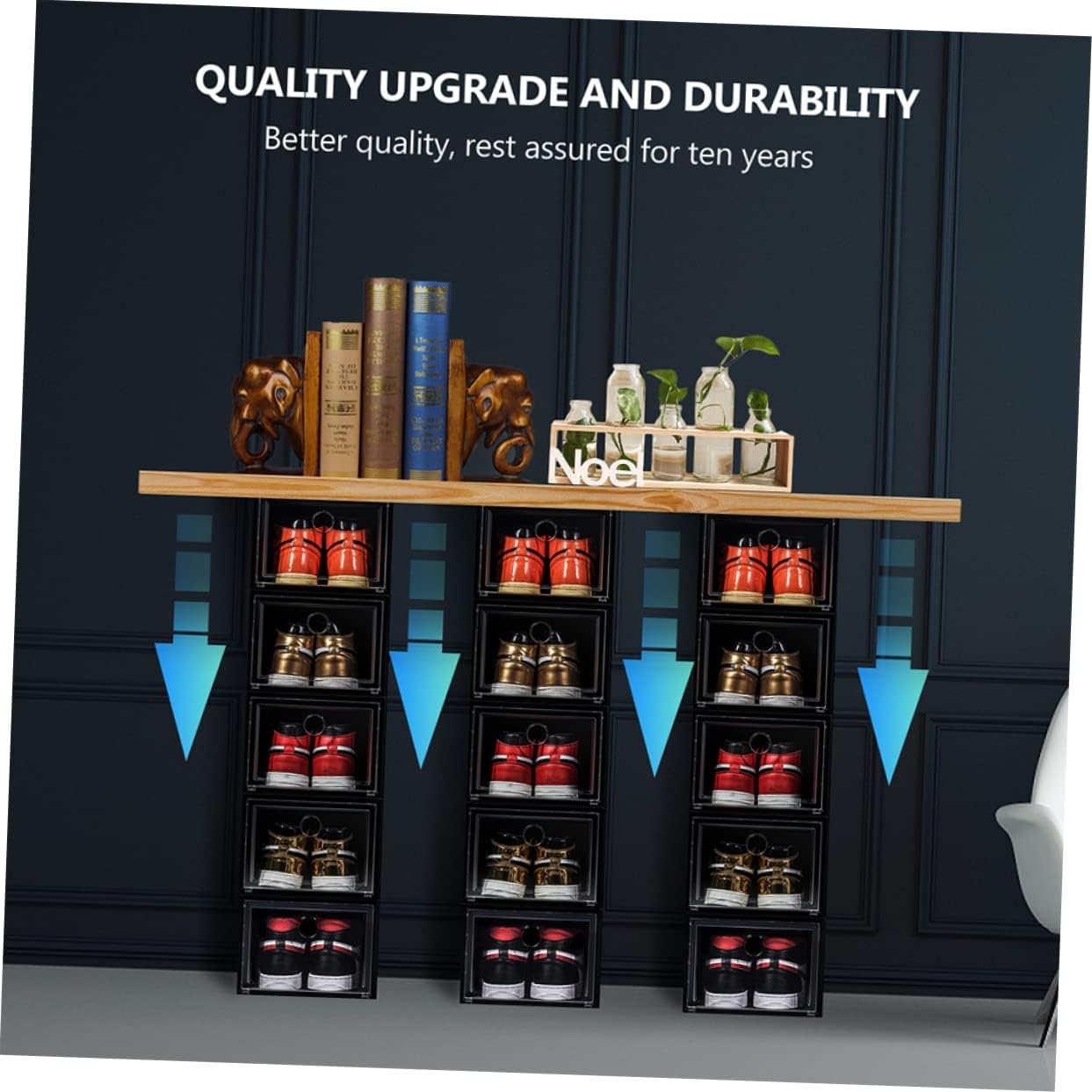6pcs Sneaker Storage Boxes Lids Plastic Shoe Storage Cases for Home Stacked Containers for Organizing