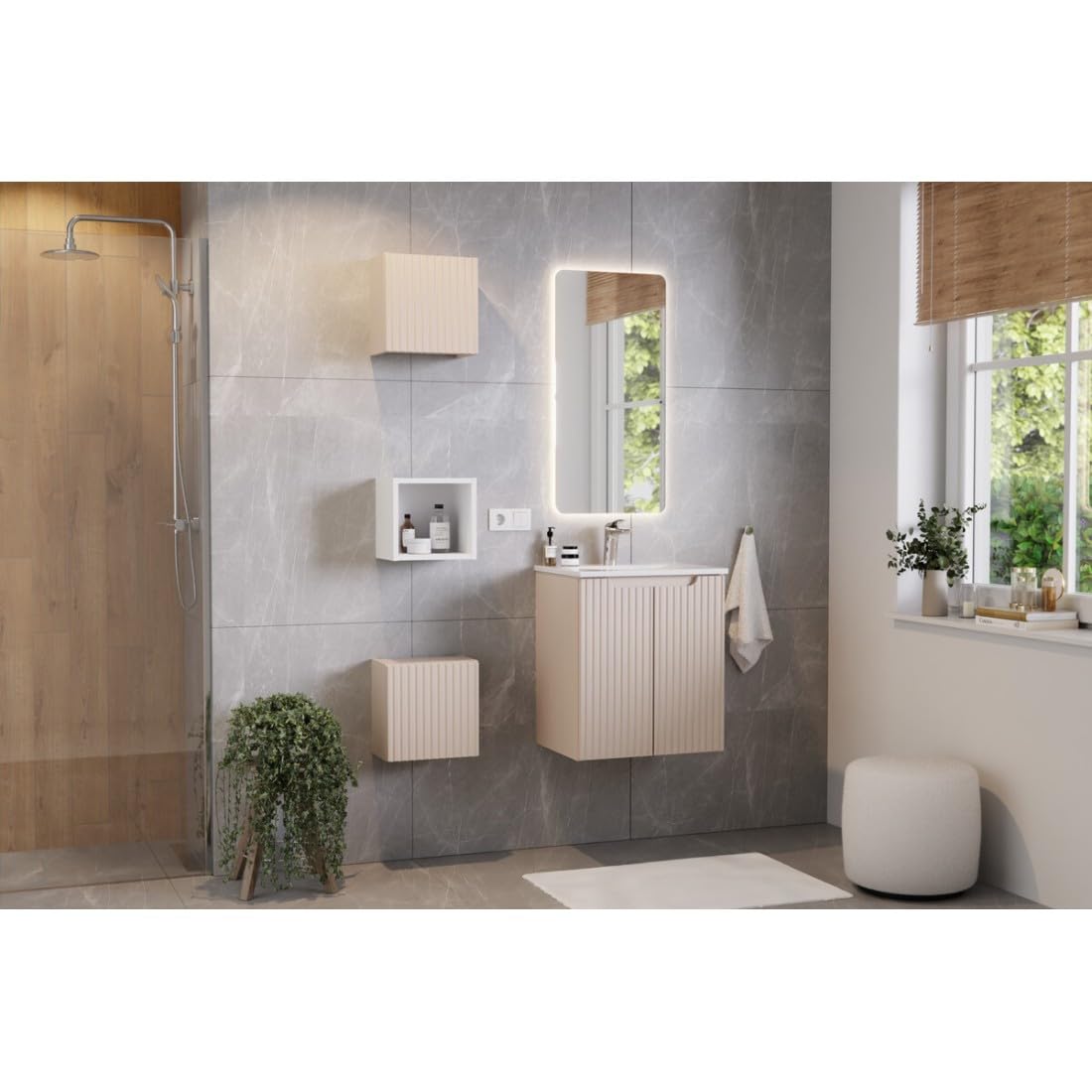 Meublorama - Lavabo empotrado (50 cm, cerámica), color blanco brillante