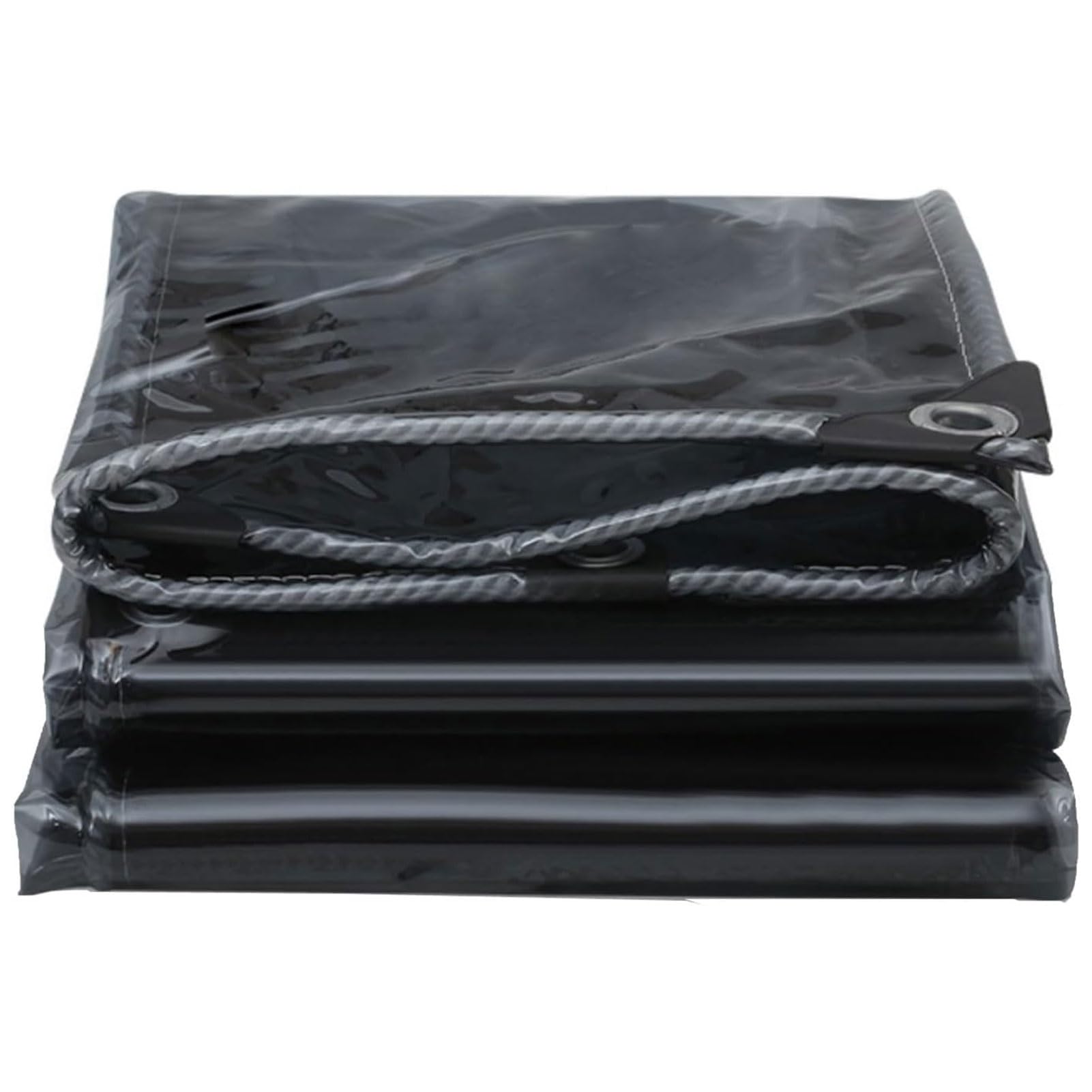 GJZQDKX Heavy Duty Black Clear Tarpaulin 4x5m (13.1ft x 16.4ft) - Waterproof PVC Tarp Sheet Weatherproof Cover for Outdoor Camping Garden Patios and Canopies - 400g/m²