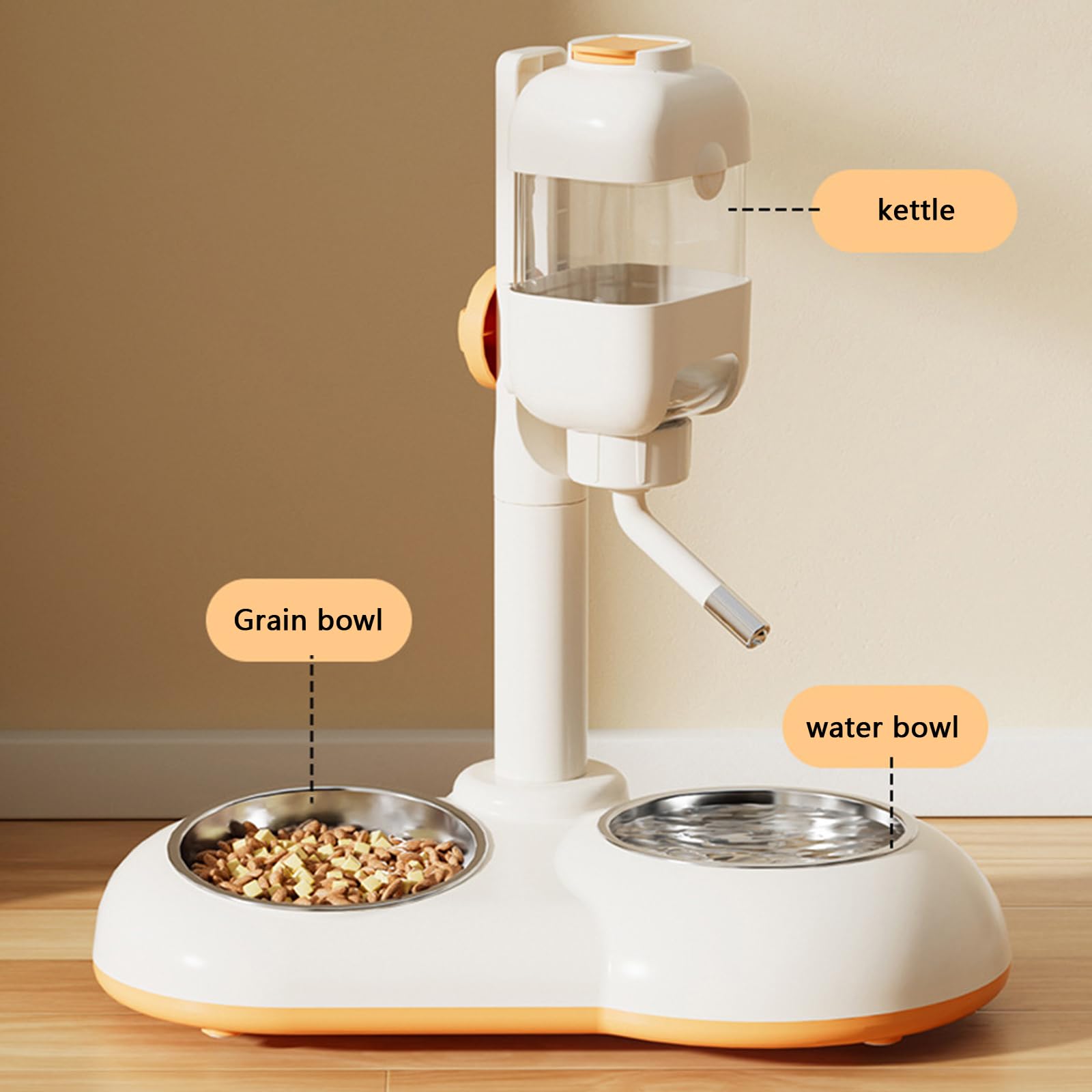 Ciotola per Cani 2 in 1 Distributore Acqua per Cuccioli Dispenser Cibo per Cuccioli Facile da Regolare in Altezza Ciotola per Acqua per Alimenti Alimentatori per Animali Domestici Regolabili