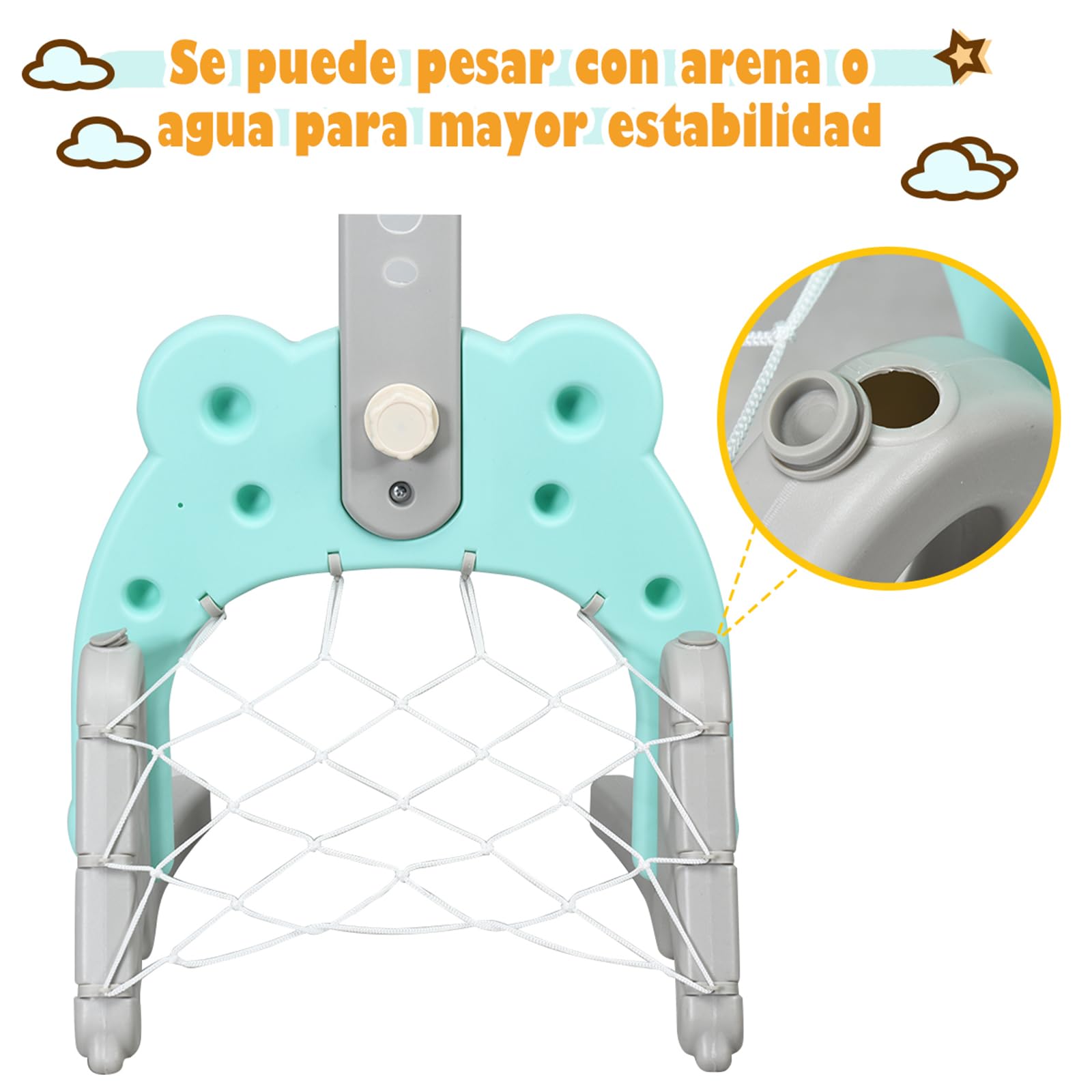 COSTWAY Canasta de Baloncesto para Niño Centro Actividad Soporte de Baloncesto Altura Ajustable Jueguete para Interior y Exterior (Azul)