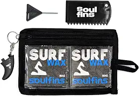 Kit Surf Parafinas 80g Fórmula Especial Surf - Kit Com Parafina + Raspador + Chavinha de Quilha + Chaveiro + Estojo (Azul - Água Fria)