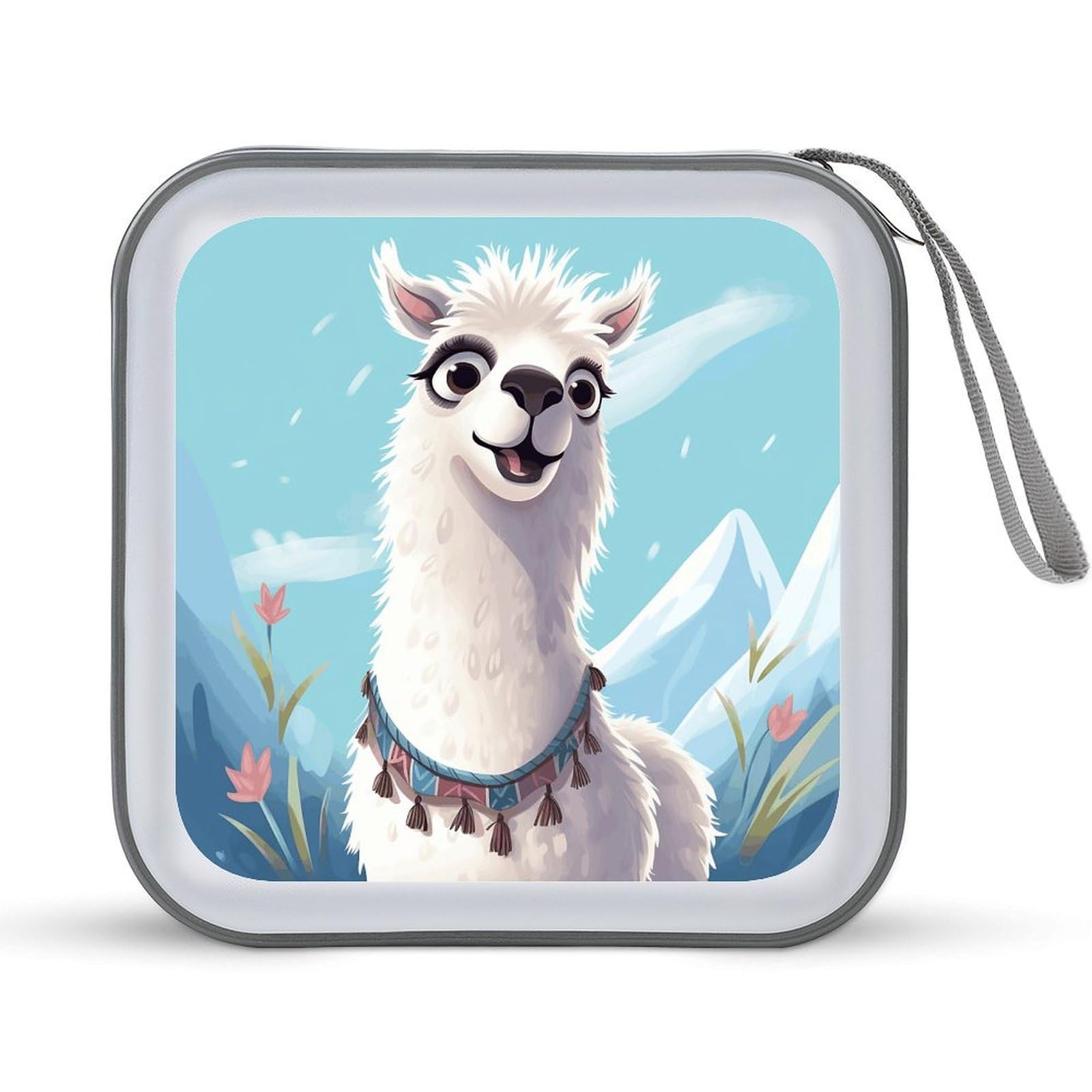 VstaDank Llama DVD Case With Zipper Portable CD Case Hardshell DVD VCD Binder Storage Box EVA Protective Blu-ray Wallet 40 Capacity CD Wallet Movie Music Media Disc Wallets