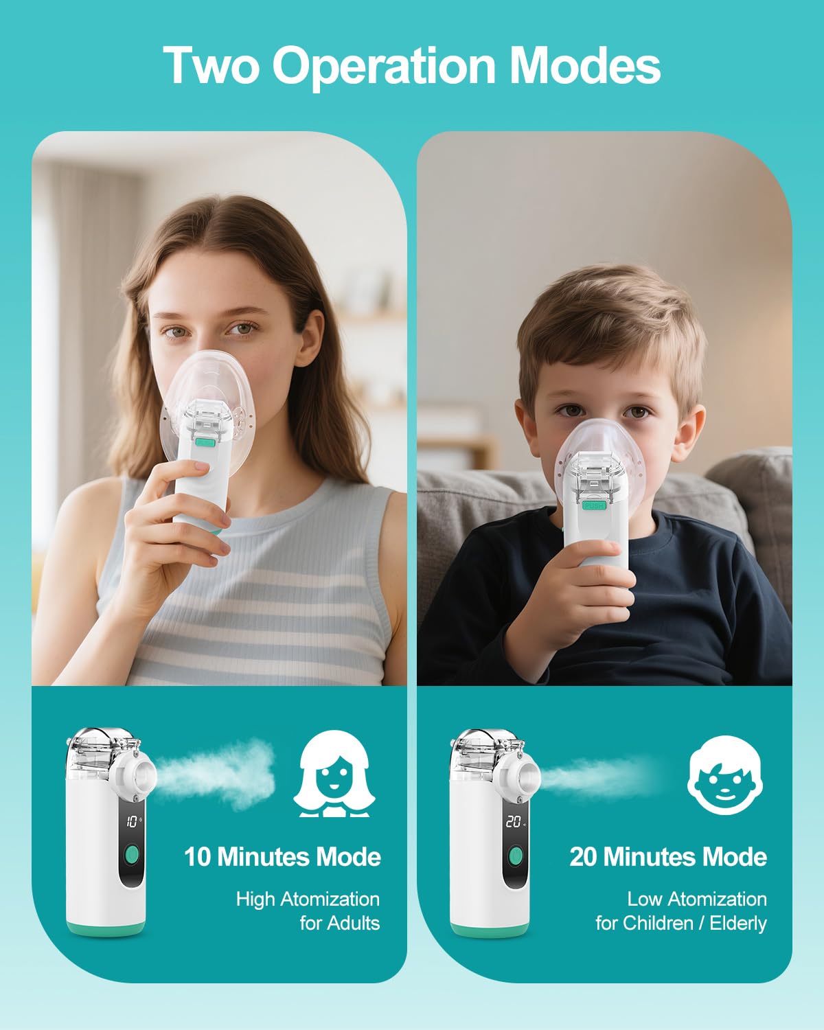 HITHINKMED Inhalateur Nébuliseur pour Adultes et Enfants, Aérosol portable silencieux aérosol silencieux, machine à aérosol à ultrasons adultes, 3 modes réglables, USB-C rechargeable avec affichage