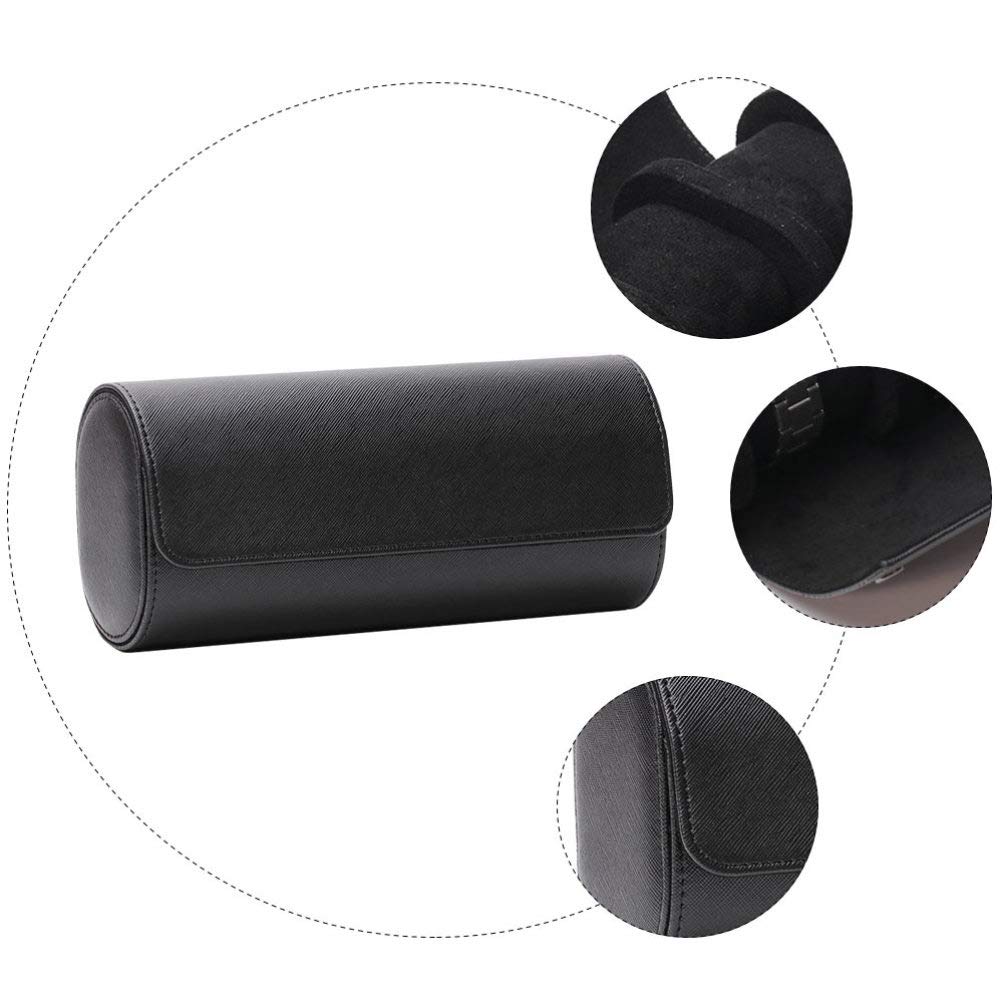Scicalife Étui de Voyage de Rouleau de Montre - Boîte de Rangement pour Montre Ronde Rétro Améliorée Rangement pour Montre à 3 Fentes en Cuir PU