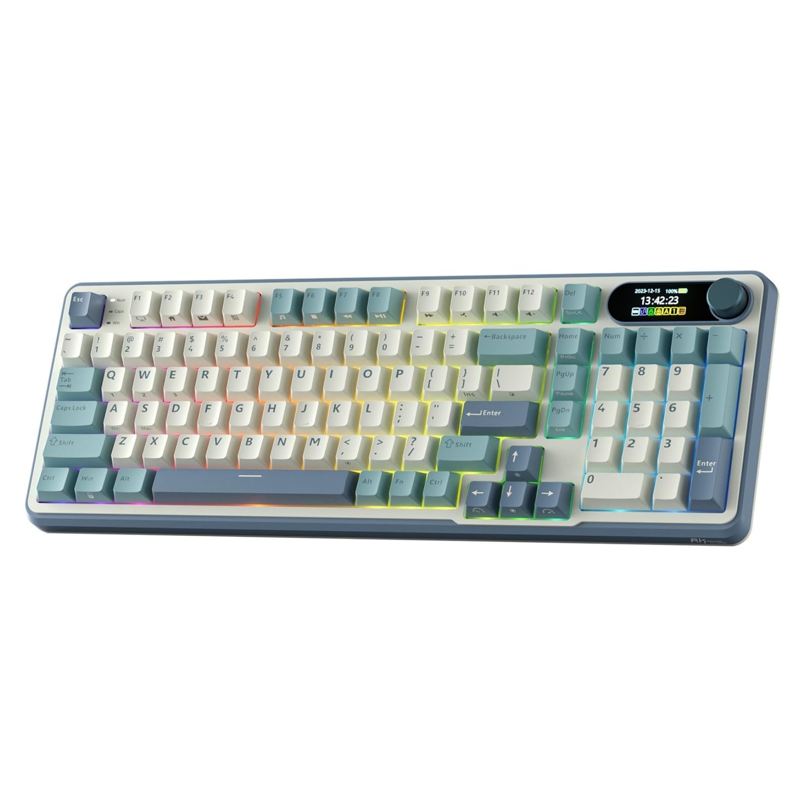 RK ROYAL KLUDGE S98 klawiatura mechaniczna wyświetlaczem Smart Display, konstrukcja typu top-mount, bezprzewodowa klawiatura BT/2,4GHz/USB-C, hot-swap, oprogramowanie, pojemny akumulator, QWERTY