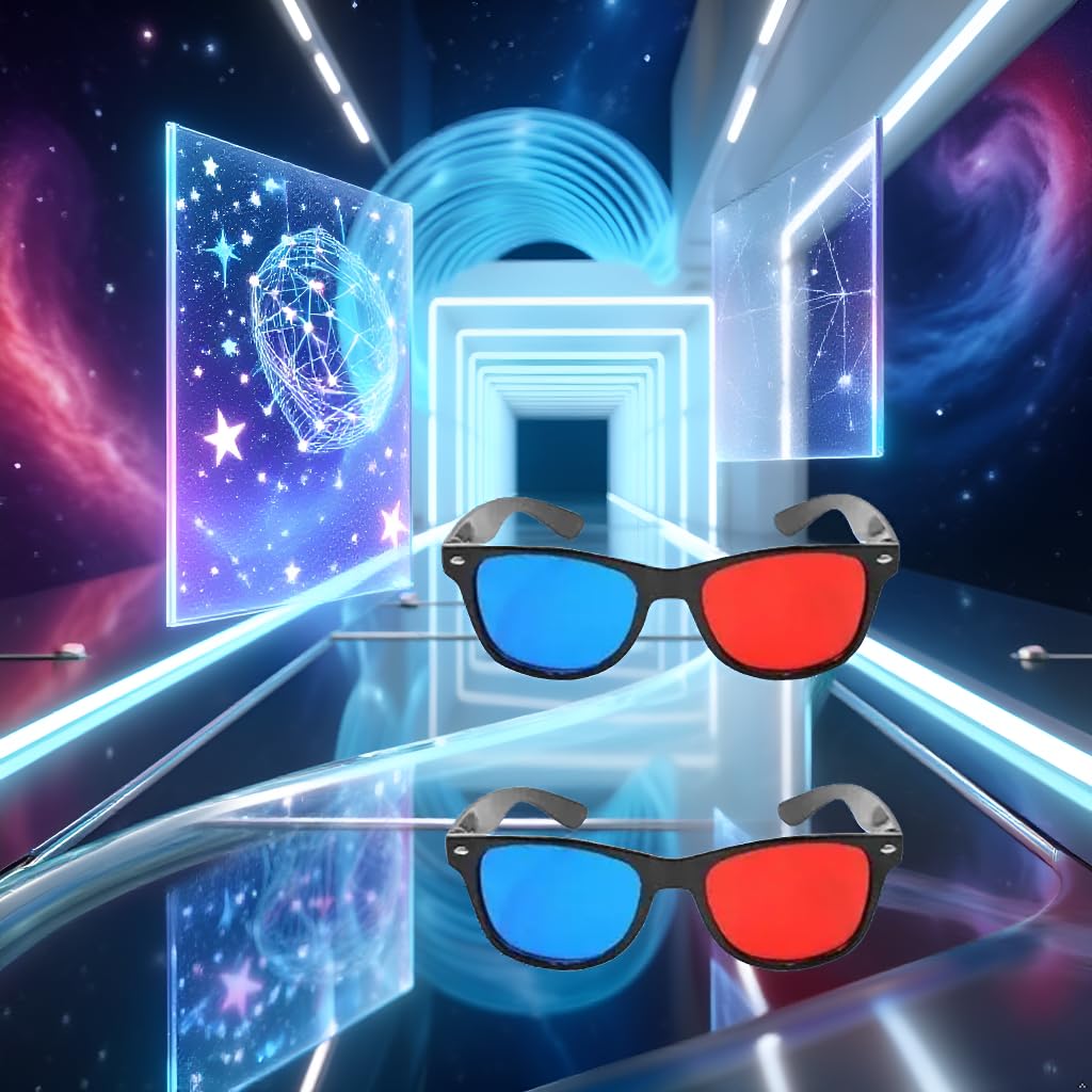 2 occhiali 3D universali rossi e blu per TV cinematografici, 3D, occhiali 3D, per videogiochi, per film 3D, occhiali 3D, design semplice e leggero, accessori per occhiali 3D