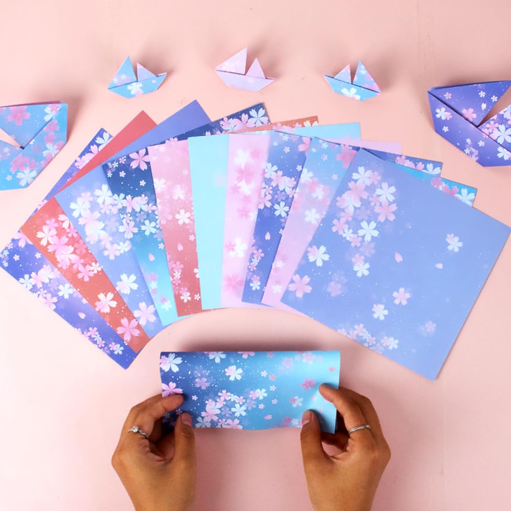 Carta Origami 60 Fogli Motivi Fiori Di Ciliegio | 15x15 Cm Doppia Faccia Per Bambini E Adulti - Foto 11