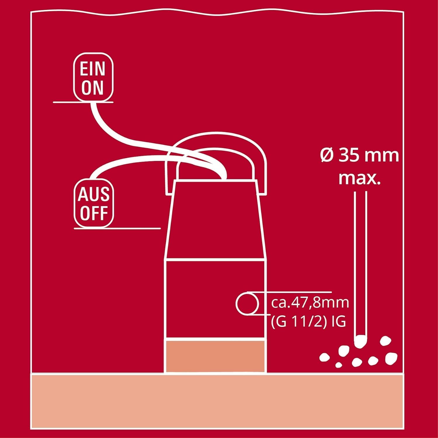 Einhell Schmutzwasserpumpe GC-DP 7035 LL (700 W, flachabsaugend bis 1 mm, Fördermenge 16.000 L/h, 0,8 bar, Eintauchtiefe 7 m, verstellbar für Schmutz- & Klarwasser)