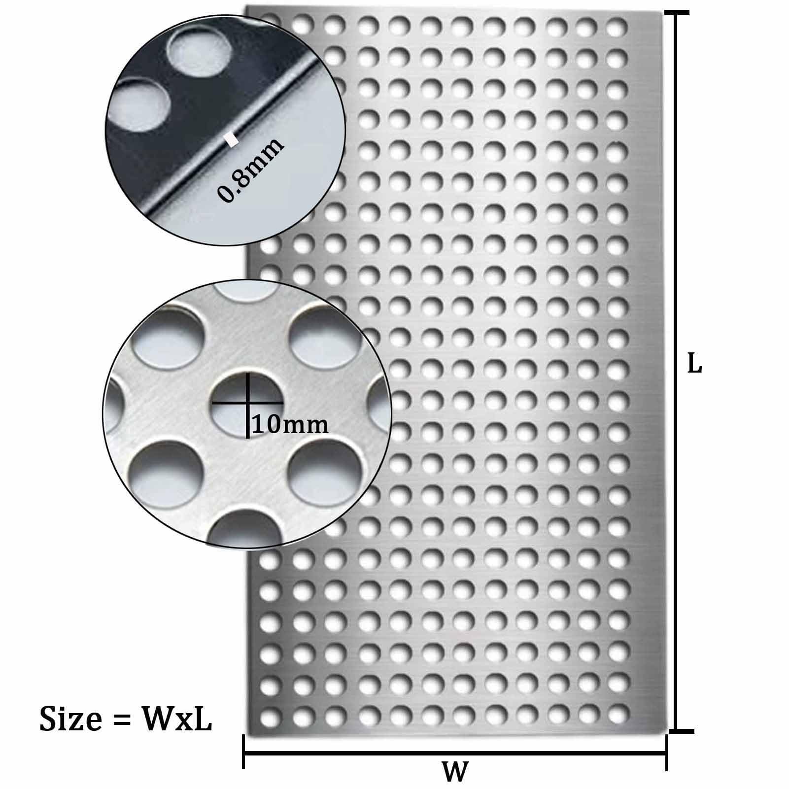 304 Lamiera Acciaio Inossidabile Perforata, Lamiera Multiuso Spessore di 0,8mm Recinto di Protezione Scala Recinto Decorativo di DIY(0.7x1m)