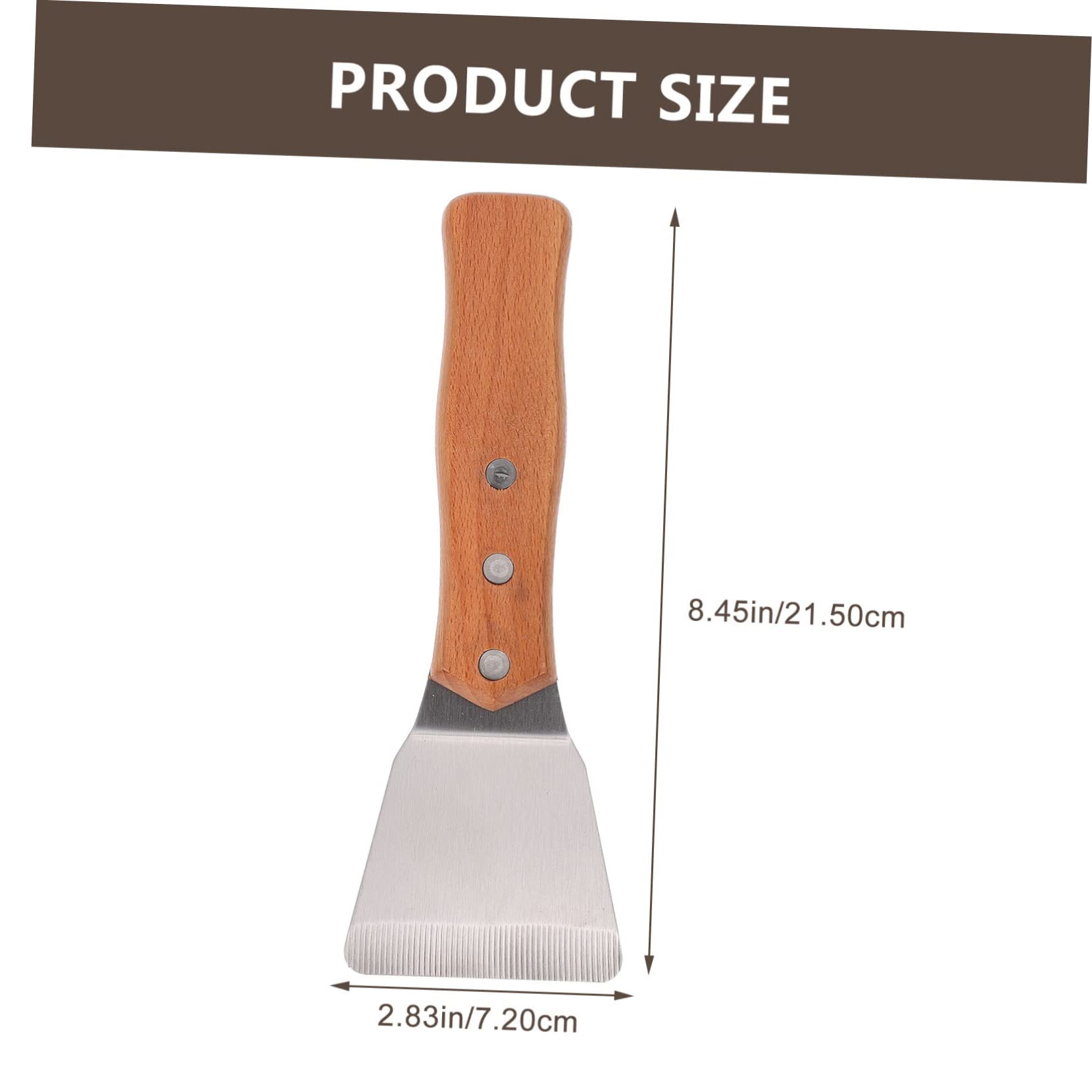 HOLIDYOYO Ergonomic Handle Griddle Scraper Cooking Scraper Tool Stainless Steel Wood Film Removal