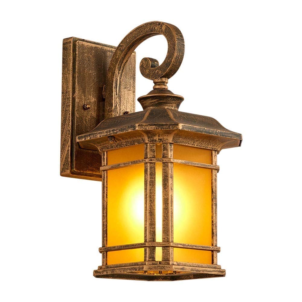 Lanterne murale extérieure E27 applique rustique en verre et aluminium