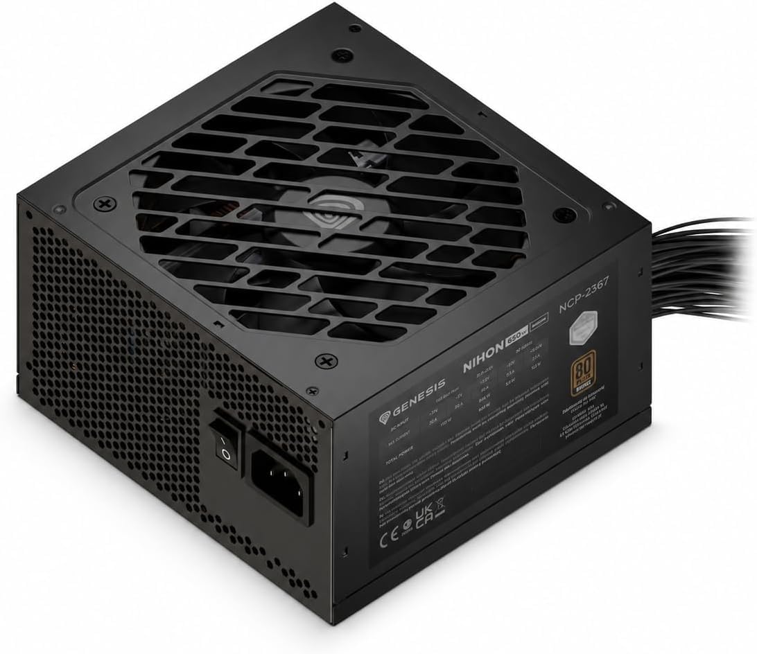 Nihon 650NM PC 650W czarny Zasilacz Genesis ATX 3.1 PSU do komputerów gamingowych, 80 Plus Bronze, Cybenetics Silver, 12 V-2x6, wentylator FDB 120 mm, aktywny PFC, 6x SATA, 3x PCI-E, niemodułowy