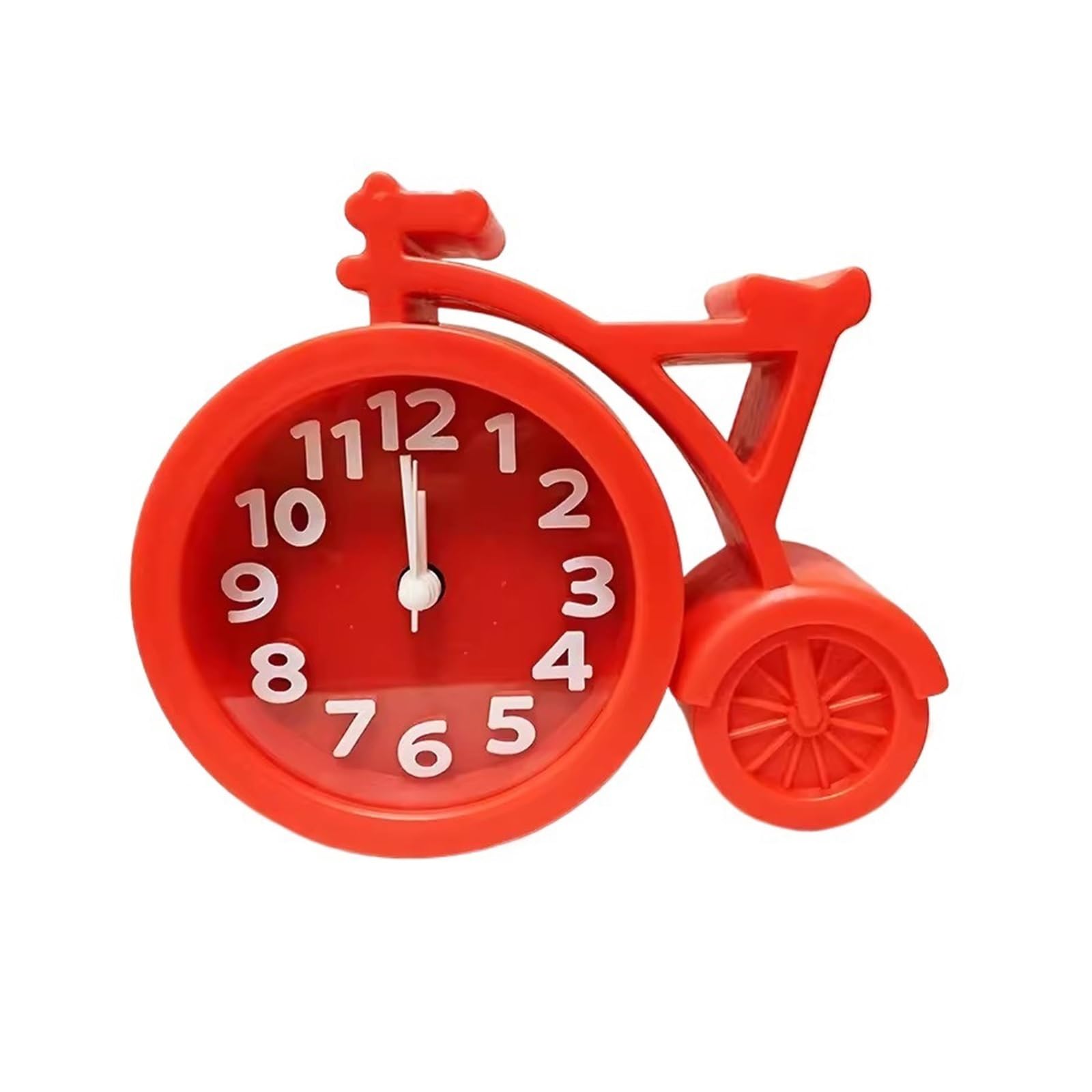 J9V4G6S3B5 Desk Clock Creative Fashion Bicycle Shape Alarm Clock Silent Bedside Wake Up Candy Color Students analogue alarm clock(Red)