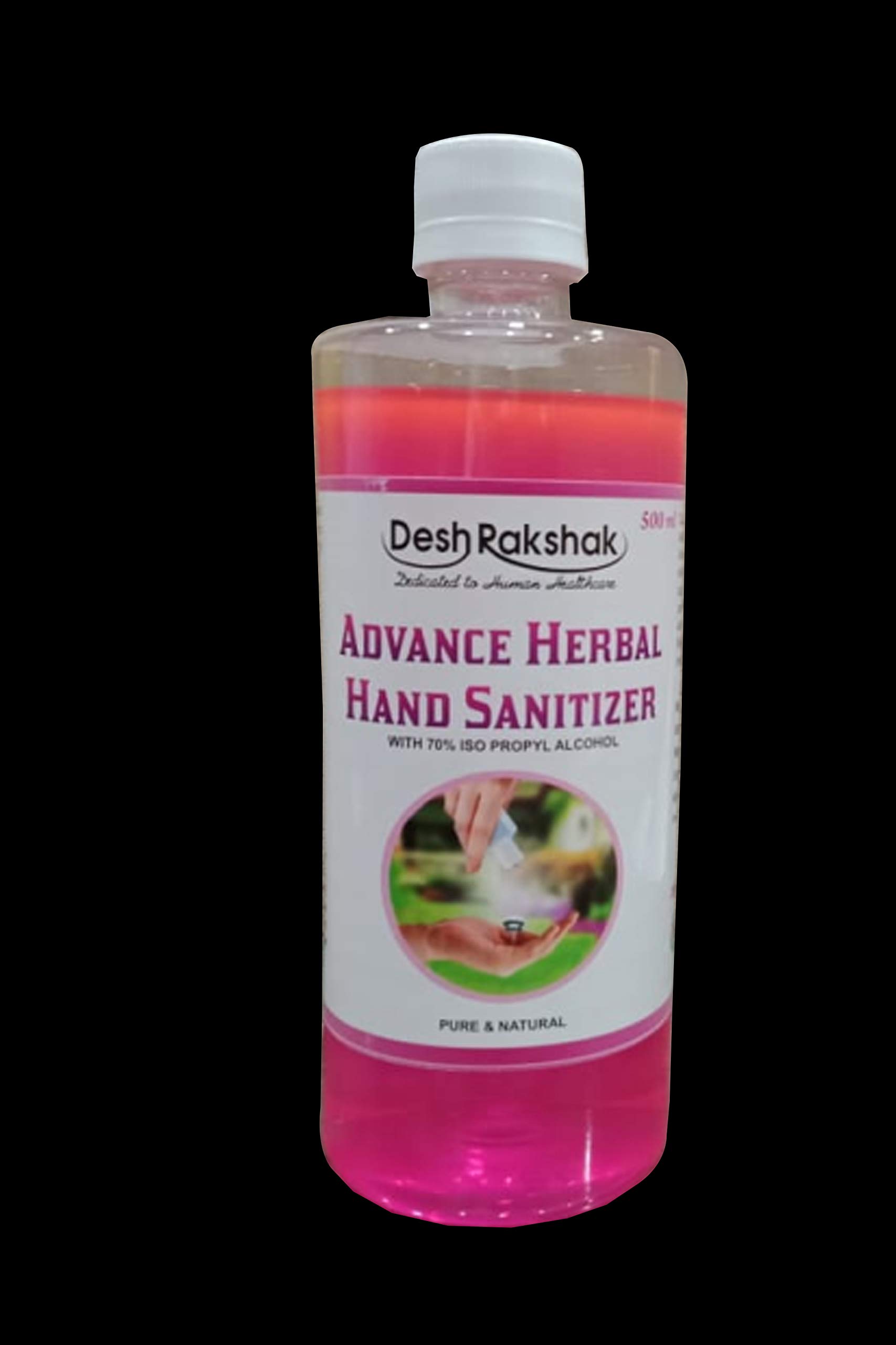 Advance Herbal Hand Sanitizer (500ml) - || Instant Hand Sanitizer 75% Isopropyl Alcohol Gel based Rinse-free Germ Protection Palm Handrub Travel Friendly / Soft Surfaces / For Kids and Adults ||Rose Flavour