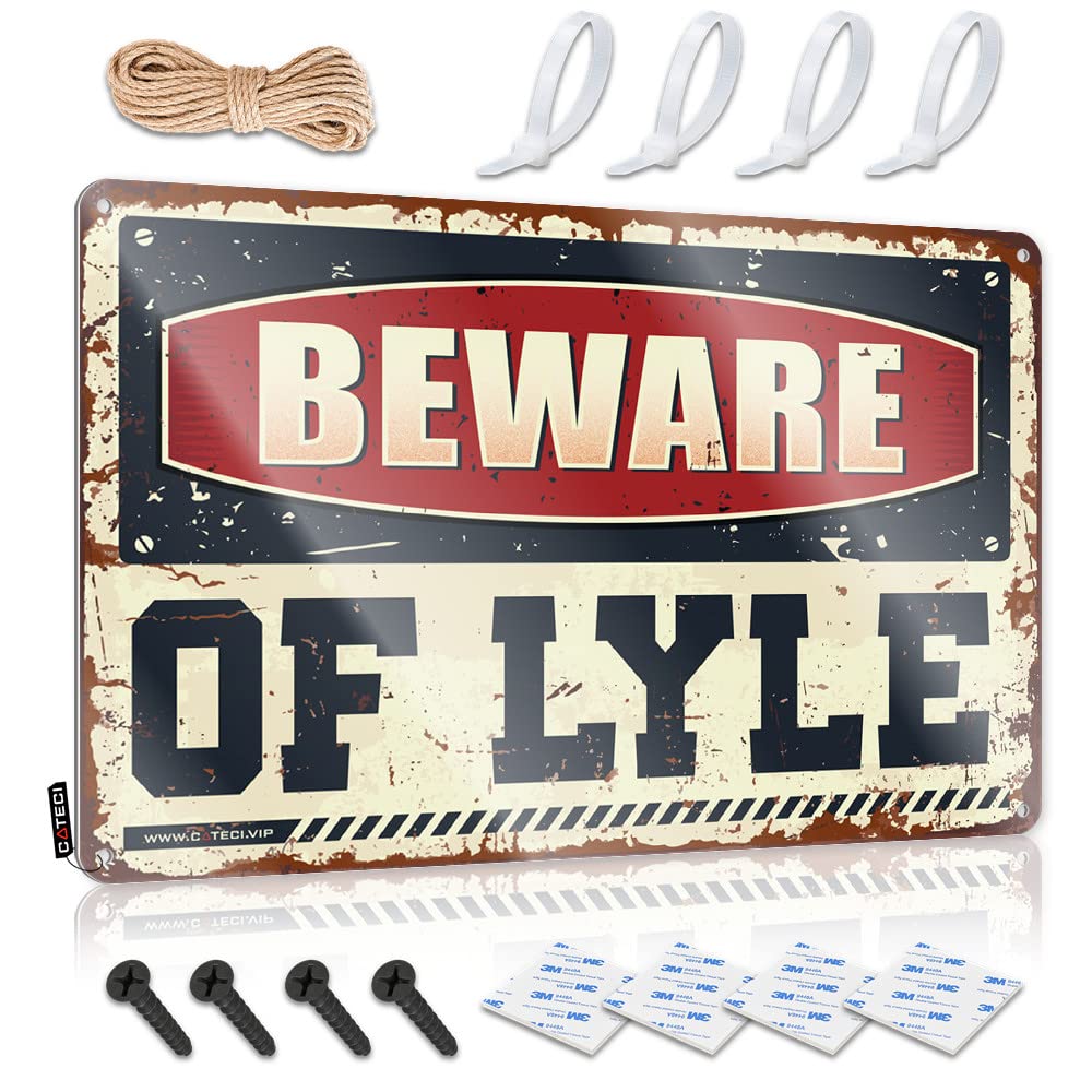 Fzfn Colour Farmhouse Haves Decorations - Beware Of Lyle Cottage Metal Wall Art Ready To Hang For Crossing(20X30cm)