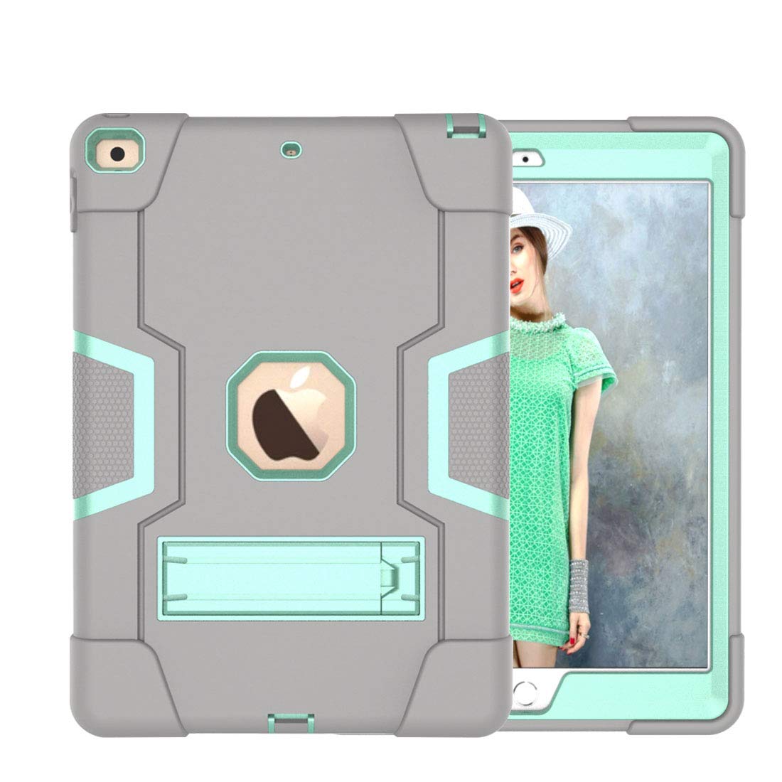 New iPad 10.2 2020/2019 Case,UZER Heavy Duty Shockproof Anti-Slip Silicone High Impact Resistant Hybrid Three Layer Armor Protective Case Cover with Kickstand for iPad 10.2 inch 7th/8th Generation