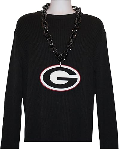 Miniatura 2 de aminco Georgia Bulldogs - Cadena de abanico, color negro, Plástico, No es una piedra preciosa