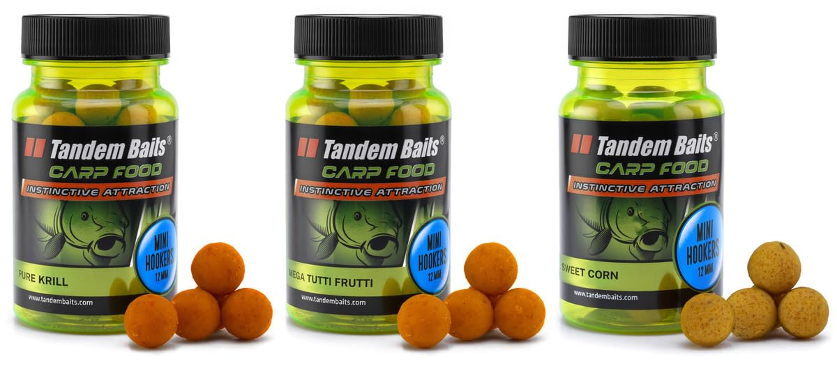 Tandem Baits Set of 3 Carp Food Perfecction Mini Hookes Flavor Mix no 2 | Carp Fishing Hookbaits | Carp Fishing Bait | Carp Bait | Carp Fishing Accessories for Monster Fish 12mm 50g
