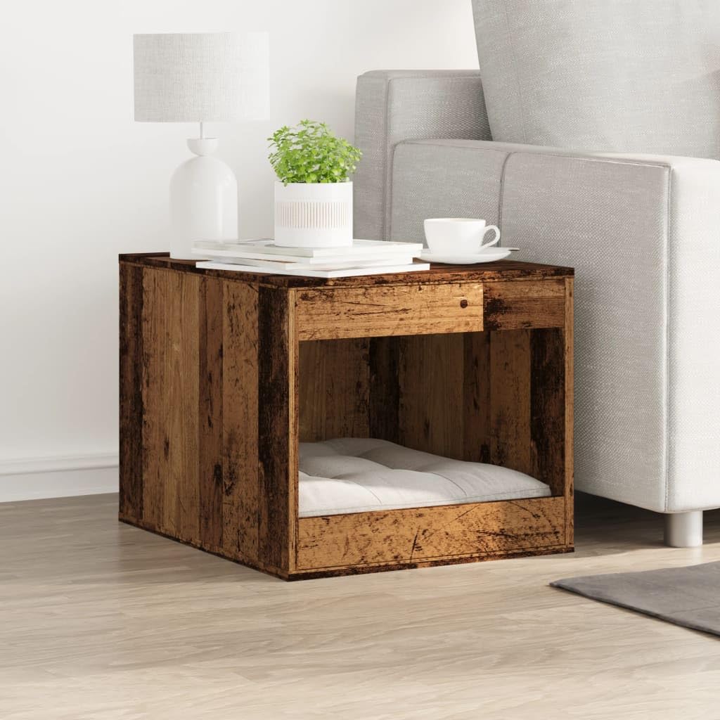 Katzenkloschrank Altholz-Optik 47x59x42 cm Holzwerkstoff | Stilvolles Katzenhaus für das Wohnzimmer: Versteckt die Katzentoilette dezent und dient als Beistelltisch.