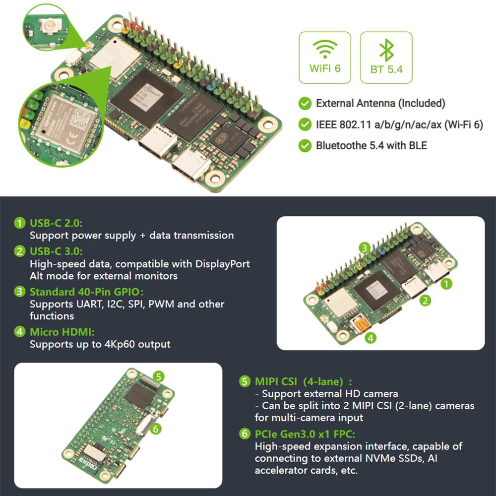 Amazon.co.jp: Radxa Cubie A7Z ミニPCボード、Octa-Core CPU & WiFi6